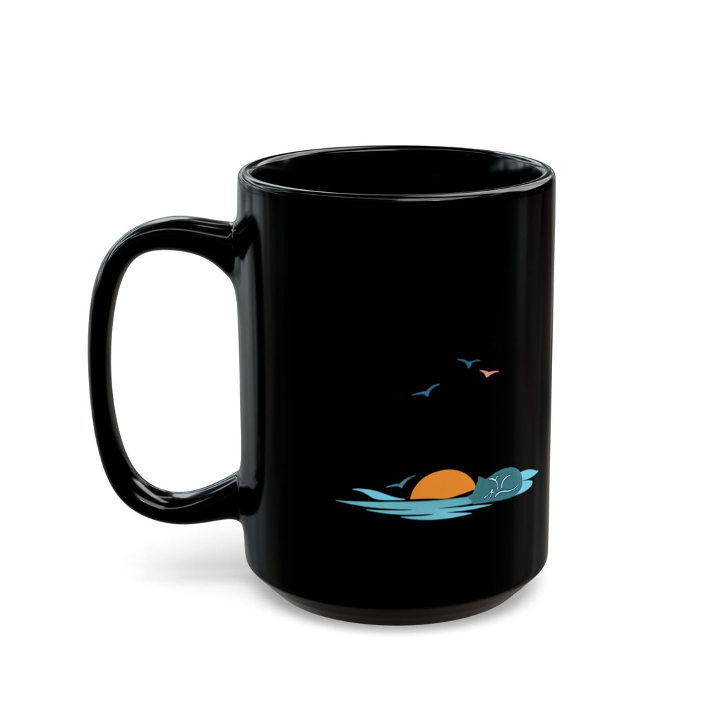 Black Cat Sunset Mug – "Life Is Better With Sea Breeze & Cat Cuddles"
