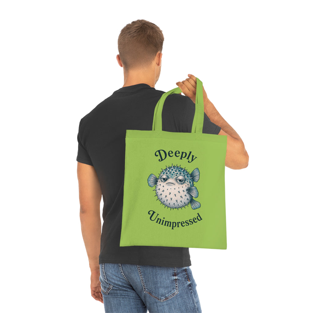 "Deeply Unimpressed" Pufferfish Cotton Tote Bag