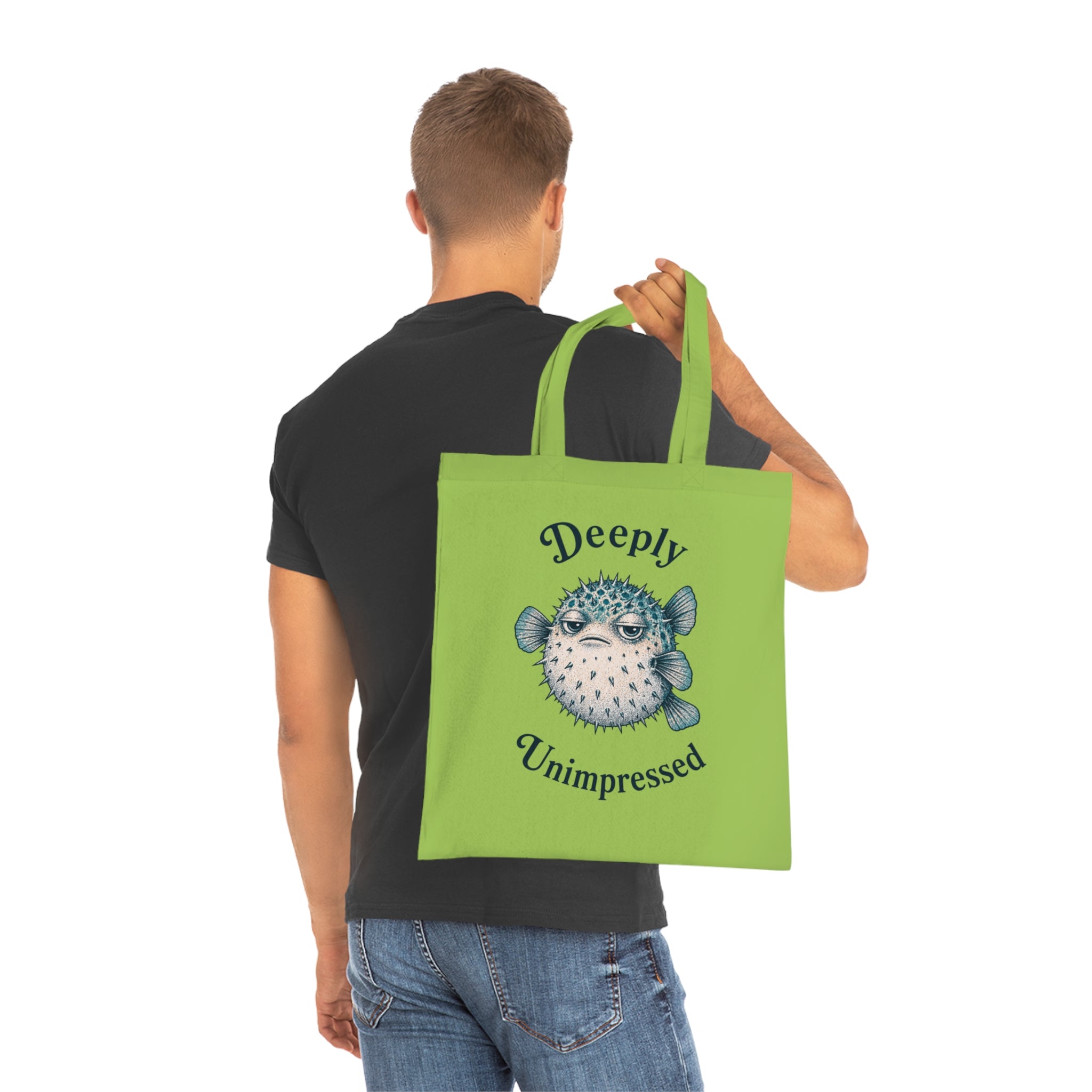 "Deeply Unimpressed" Pufferfish Cotton Tote Bag
