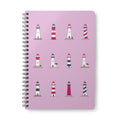 Lighthouse Pattern A5 Spiral Notebook — Pink