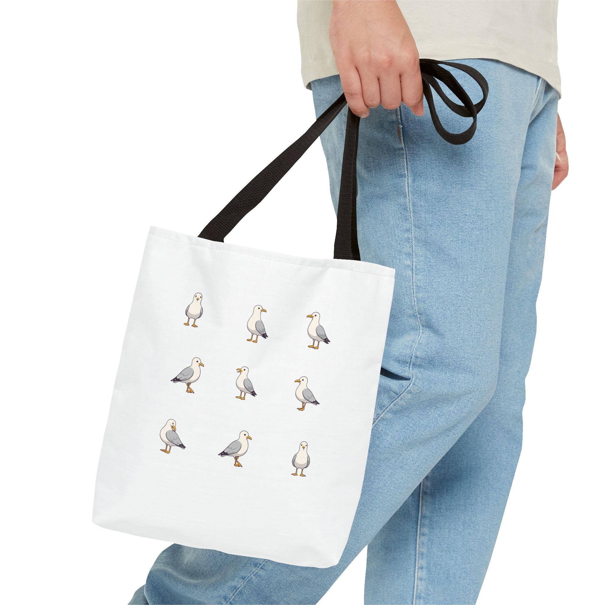 Seagull Pattern Tote Bag, Cute Coastal Beach Tote