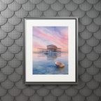 West Pier Sunset Alcohol Ink-Style Print with Passepartout