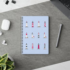 Lighthouse Pattern A5 Spiral Notebook - Blue