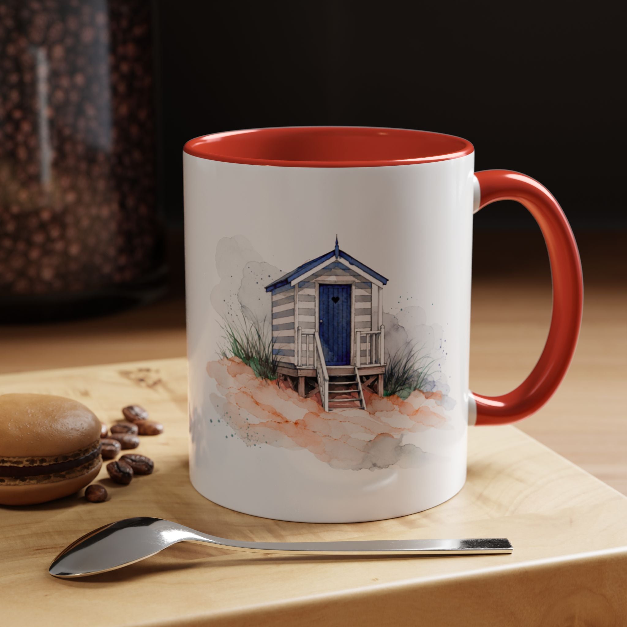 Beach Hut and Seagull Ceramic Mug