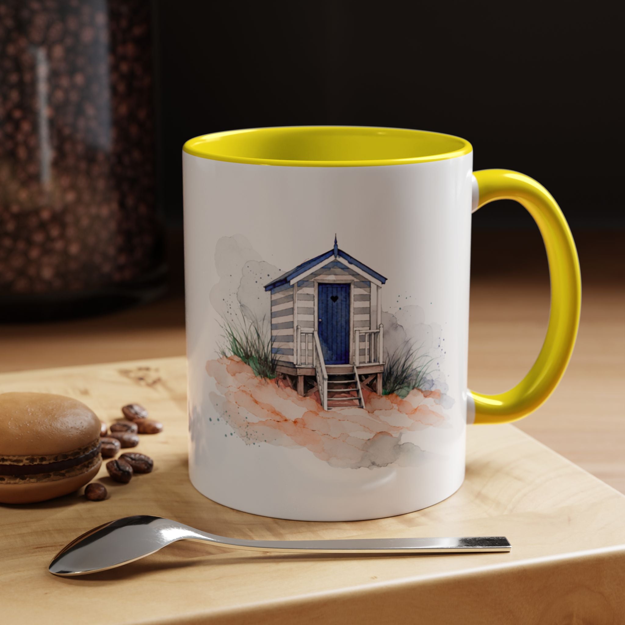 Beach Hut and Seagull Ceramic Mug