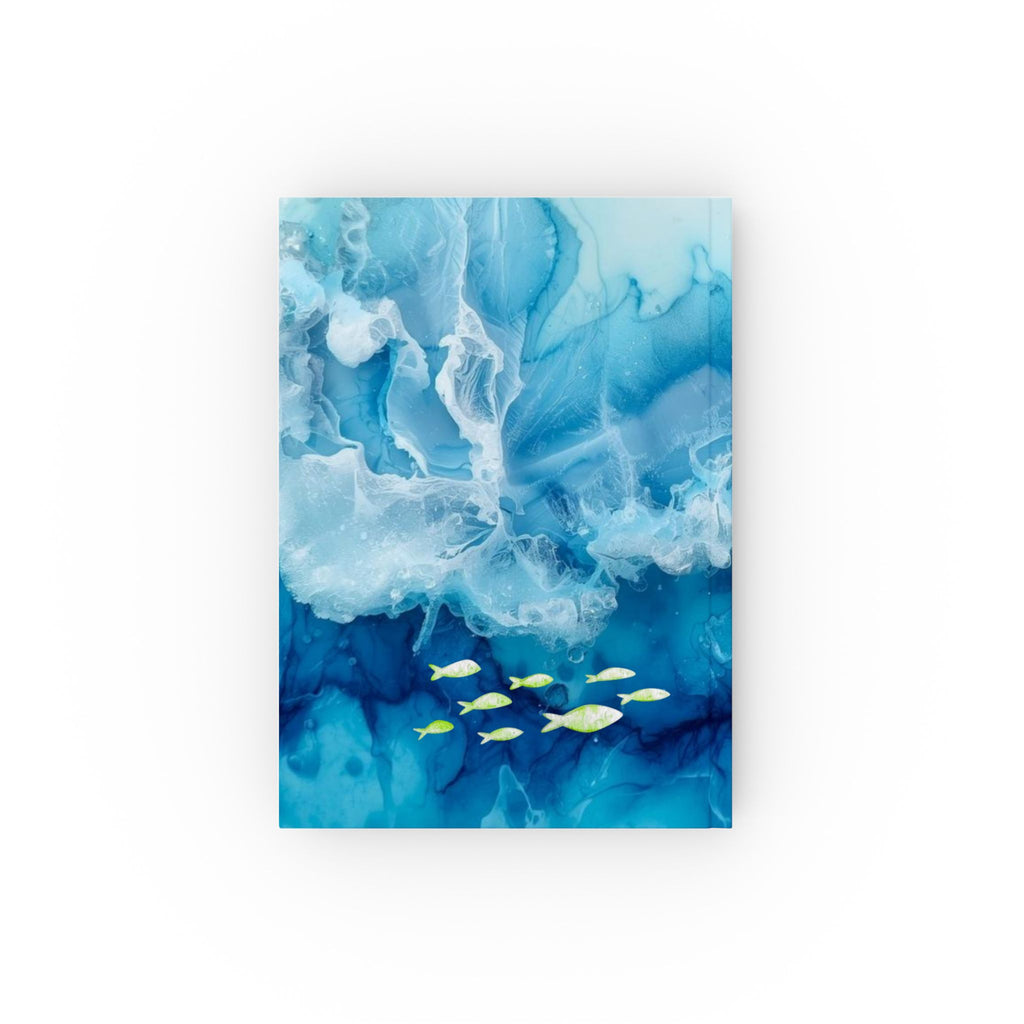 Ocean Wave Notebook with Starfish & Fish Design - Hardcover Journal