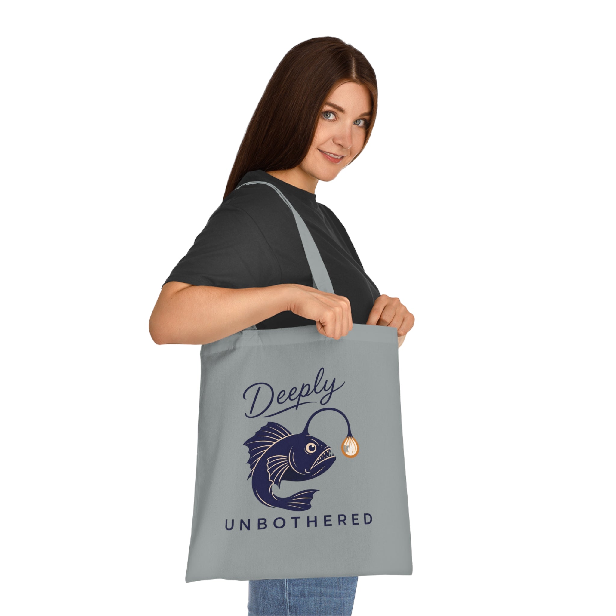 "Deeply Unbothered" Angler Fish Cotton Tote Bag