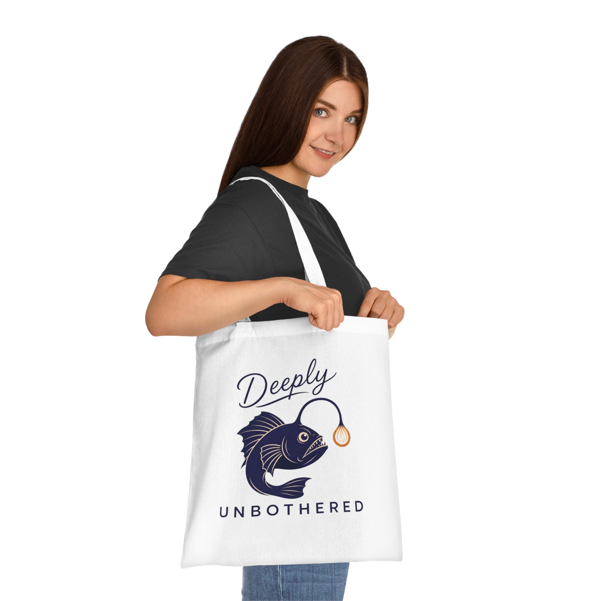 "Deeply Unbothered" Angler Fish Cotton Tote Bag