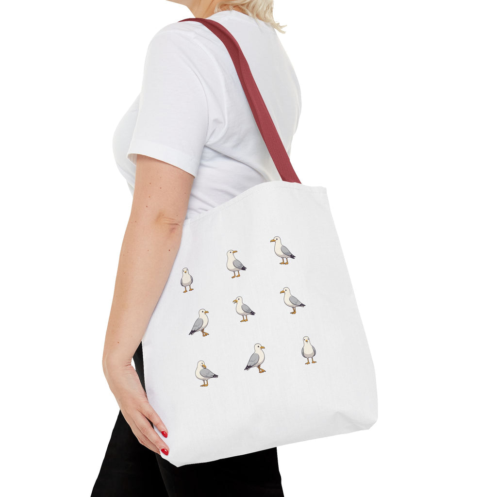 Seagull Pattern Tote Bag, Cute Coastal Beach Tote