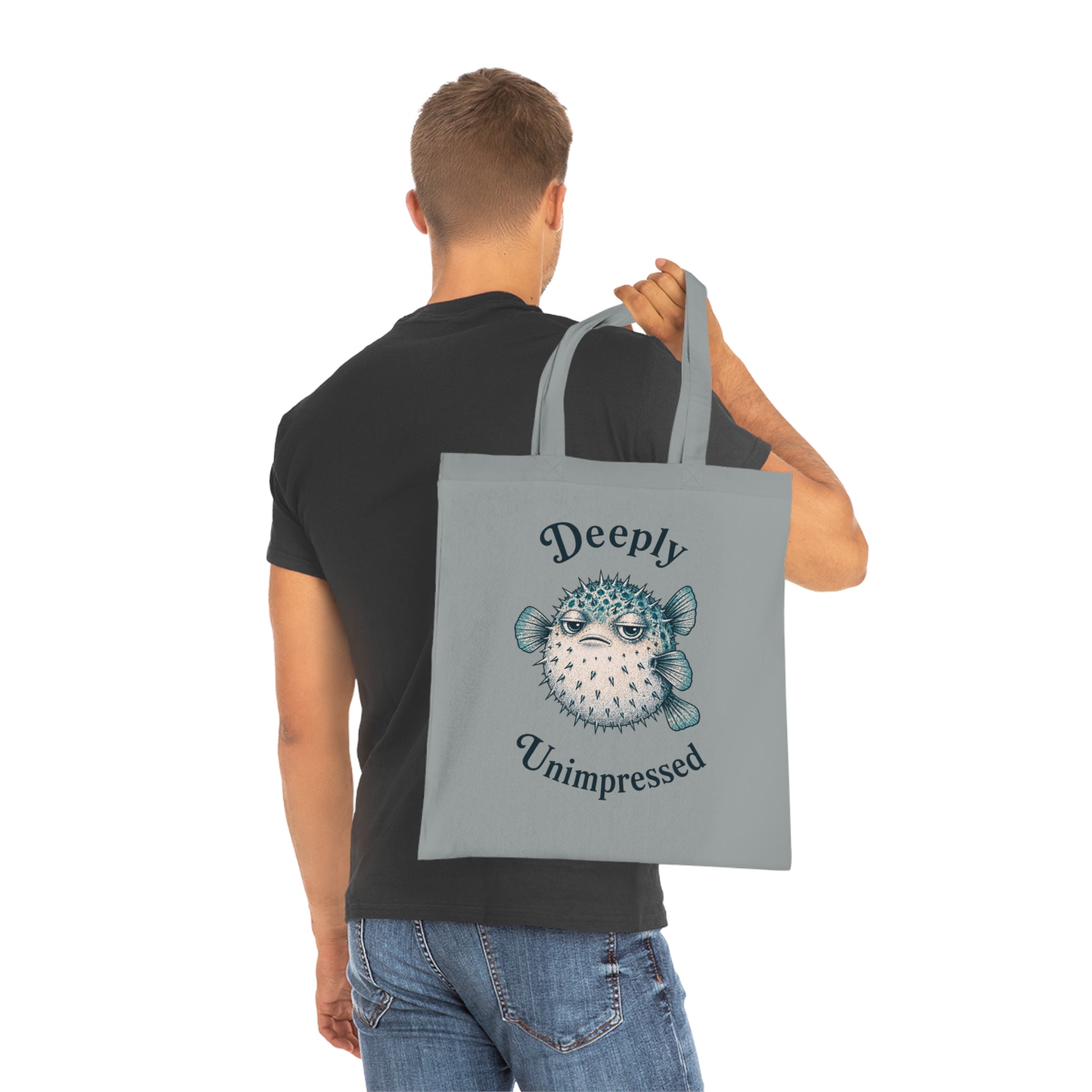 "Deeply Unimpressed" Pufferfish Cotton Tote Bag