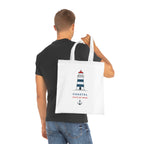 "Coastal State of Mind" Cotton Tote,  Nautical Lighthouse Beach Bag