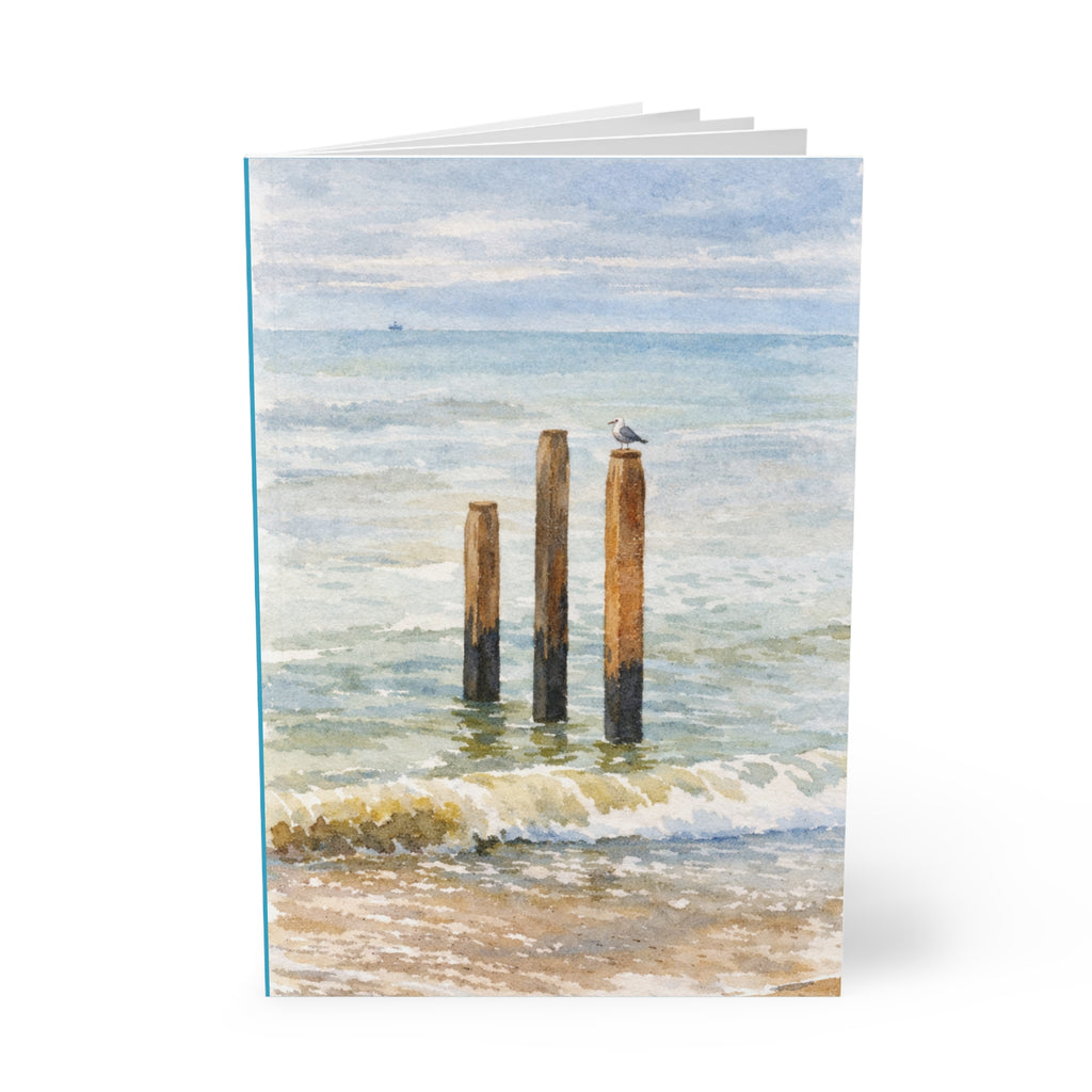 Coastal Journal with Seagull Illustration - Blue