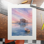 West Pier Sunset Alcohol Ink-Style Print with Passepartout