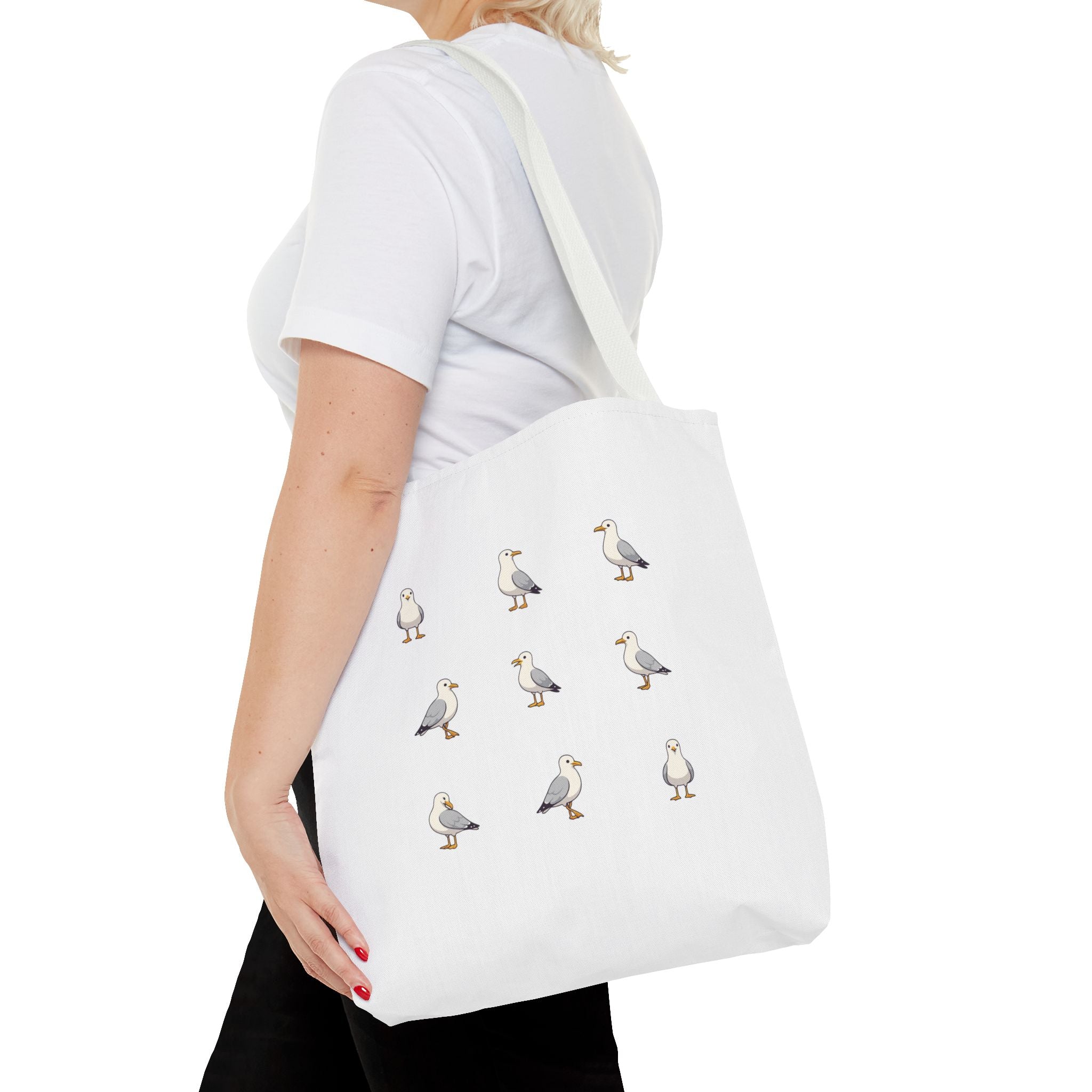 Seagull Pattern Tote Bag, Cute Coastal Beach Tote