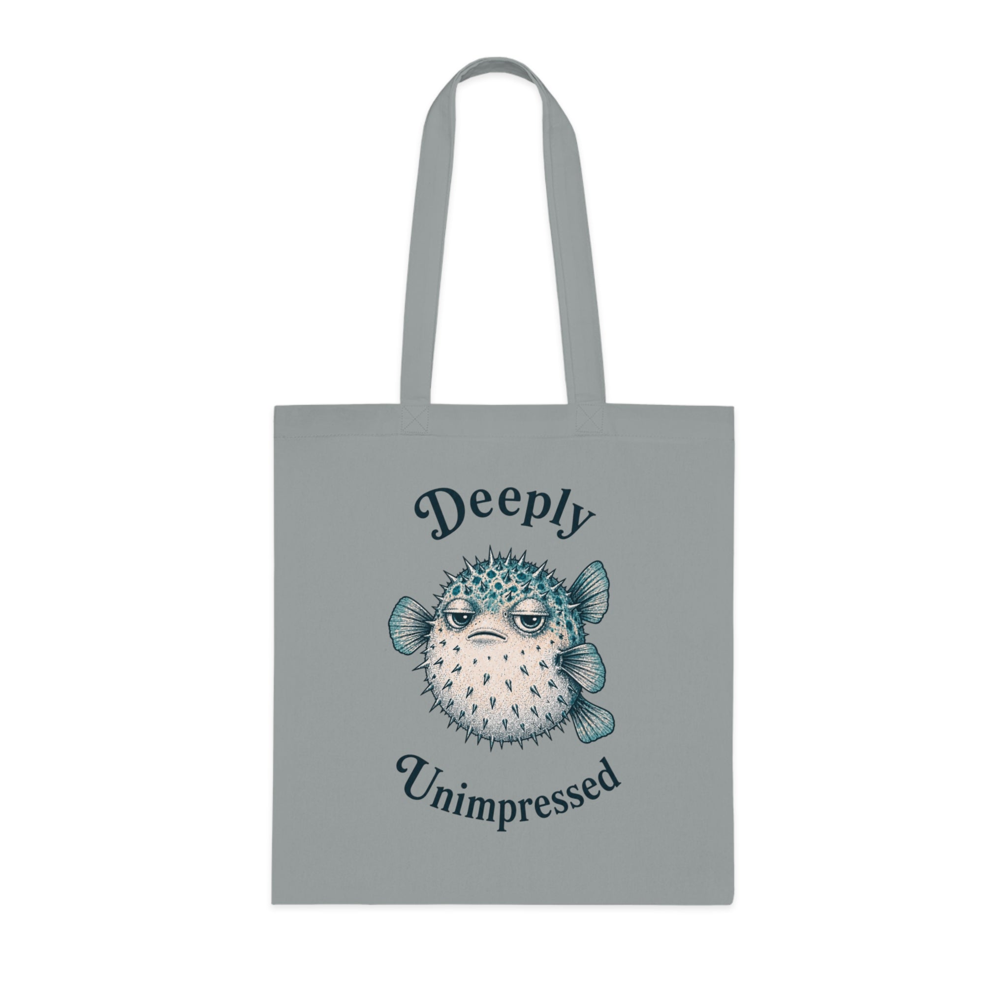 "Deeply Unimpressed" Pufferfish Cotton Tote Bag