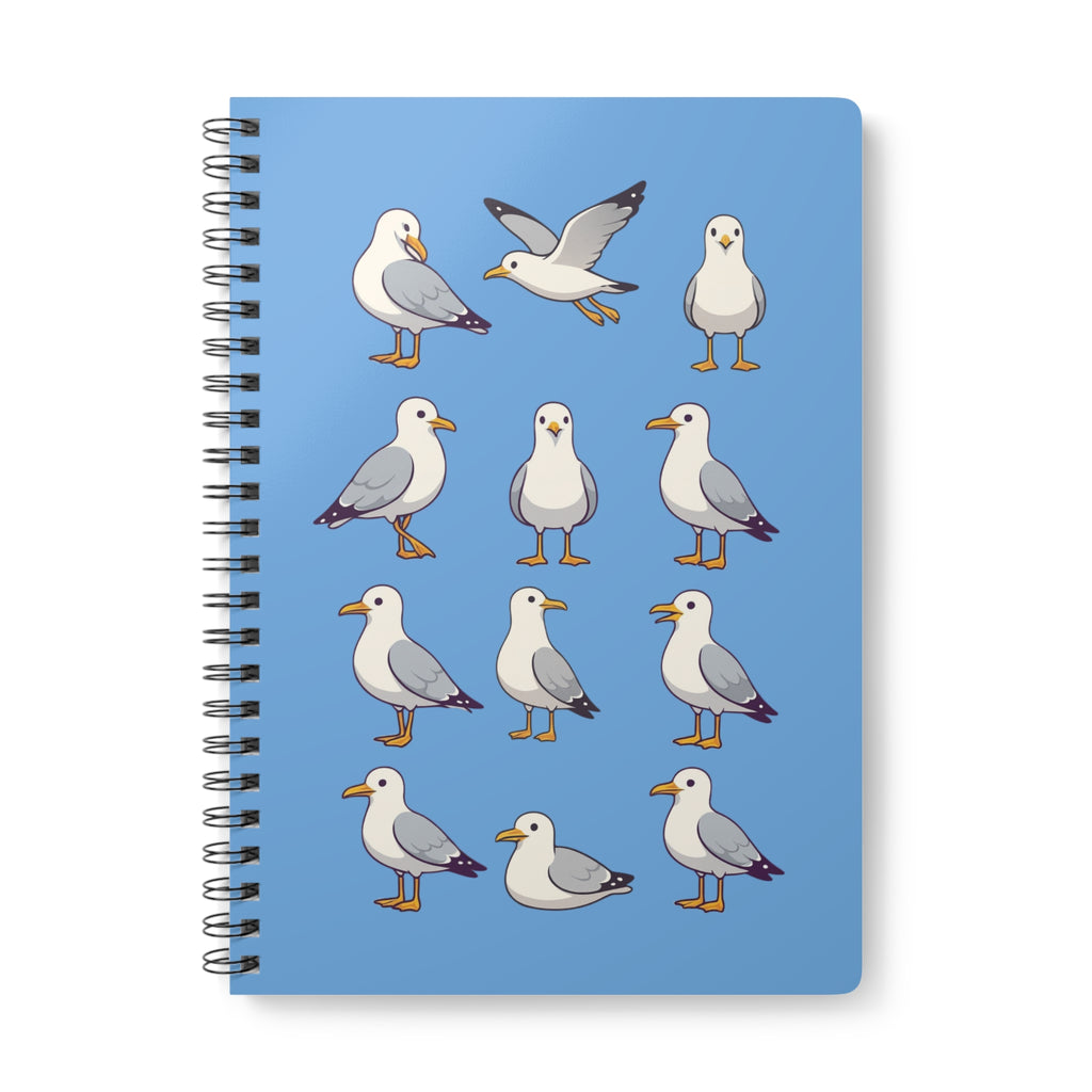 Seagull Pattern A5 Spiral Notebook -  Blue