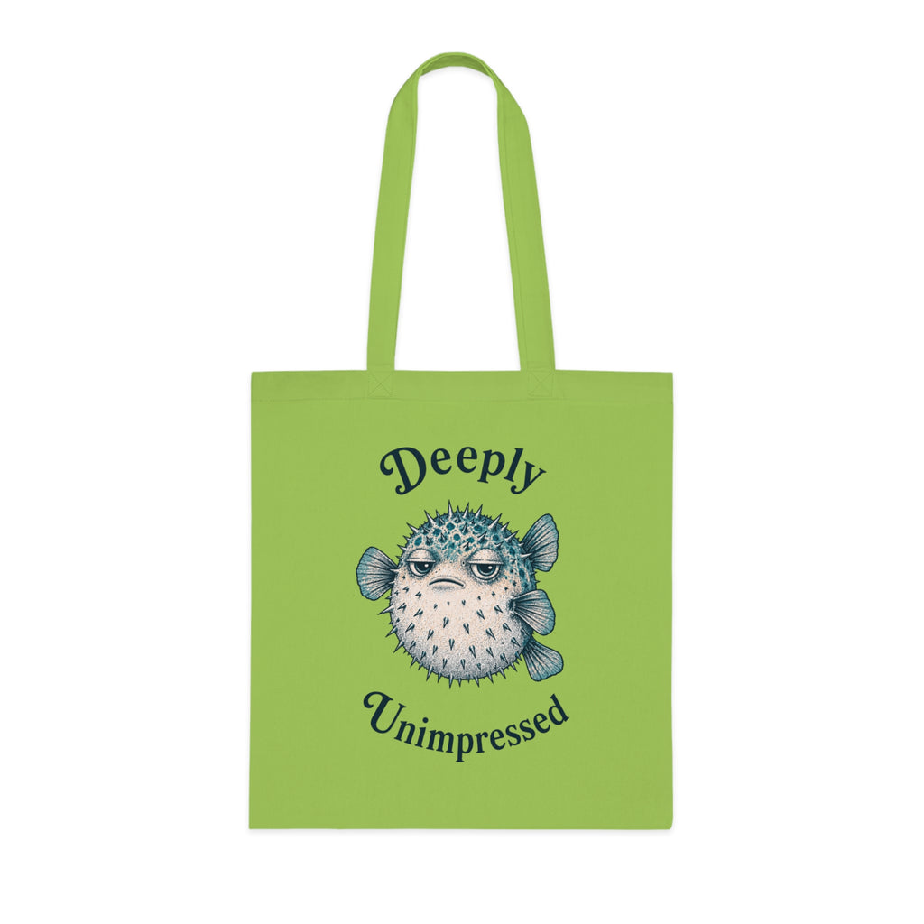 "Deeply Unimpressed" Pufferfish Cotton Tote Bag