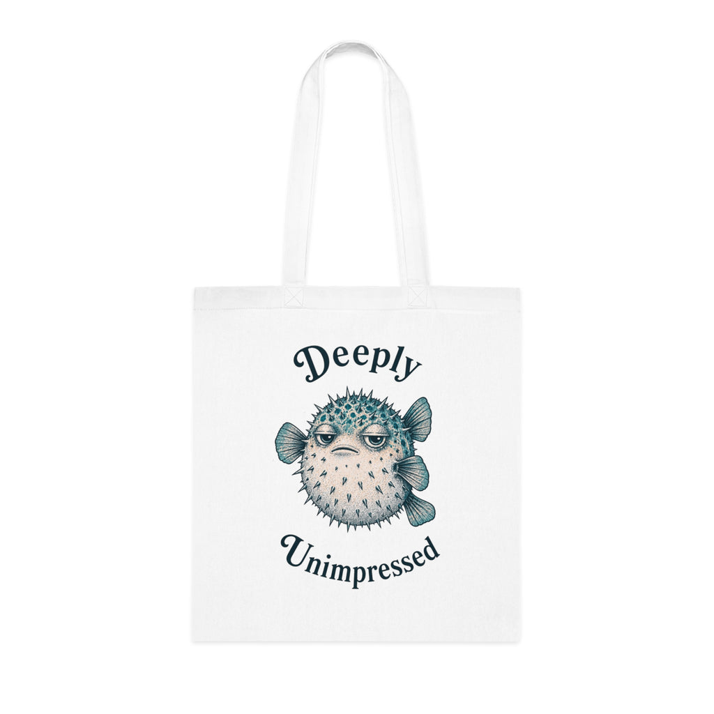 "Deeply Unimpressed" Pufferfish Cotton Tote Bag