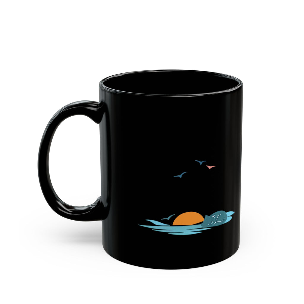Black Cat Sunset Mug – "Life Is Better With Sea Breeze & Cat Cuddles"