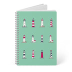 Lighthouse Pattern A5 Spiral Notebook - Green