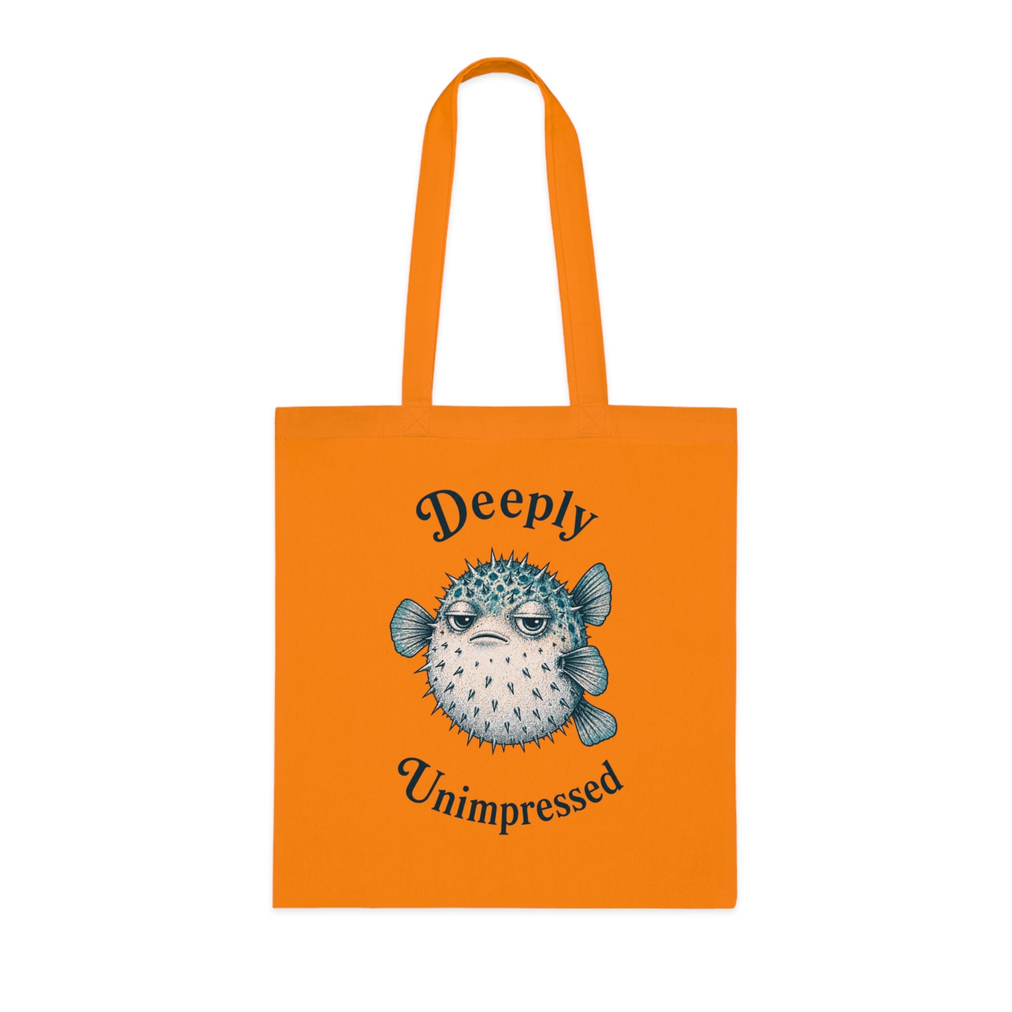 "Deeply Unimpressed" Pufferfish Cotton Tote Bag
