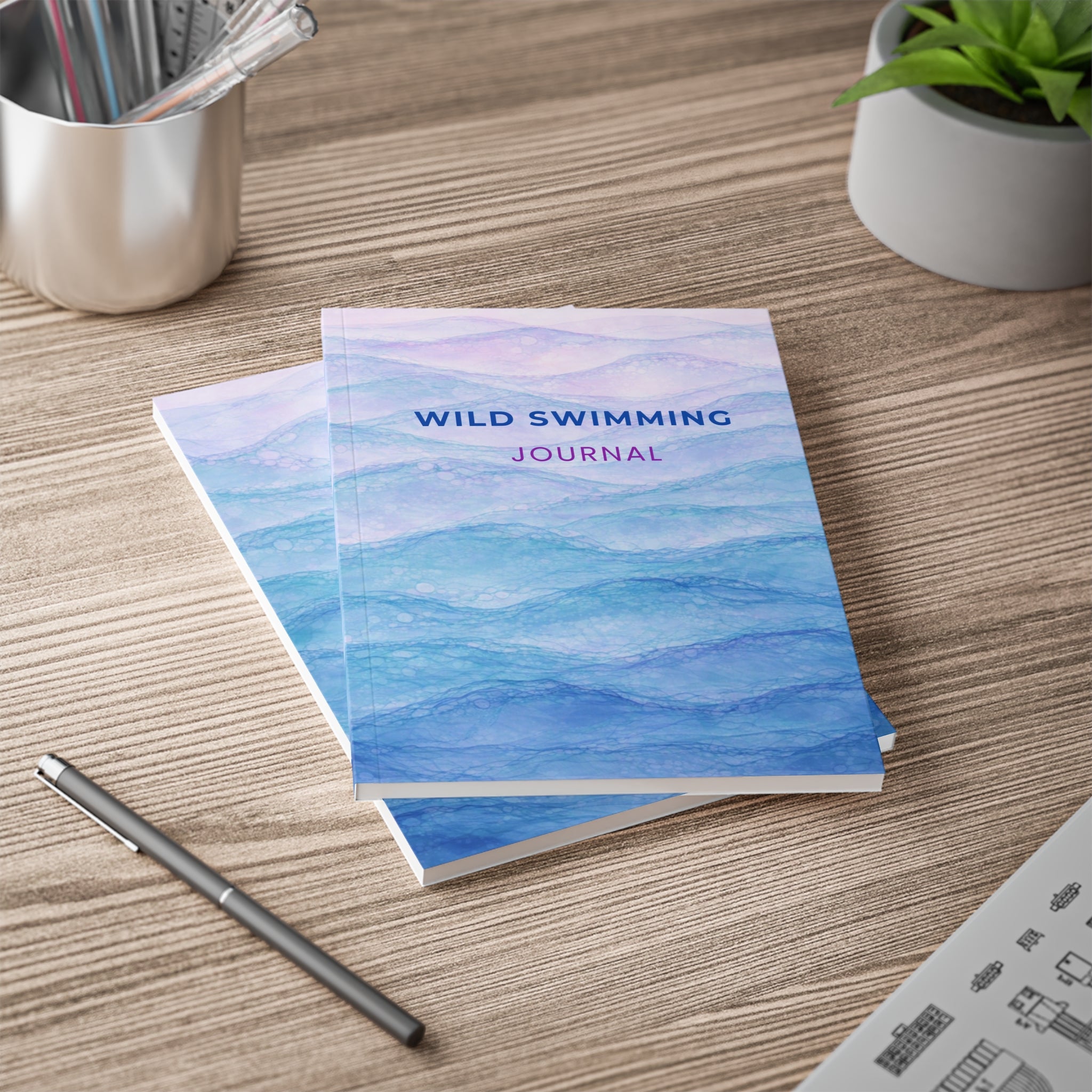 Wild Swimming Journal, A5 Softcover Notebook (“One dip at a time” cover)