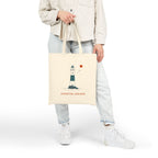 "Coastal Escape" Tote Bag, Lighthouse Canvas Beach Shopper
