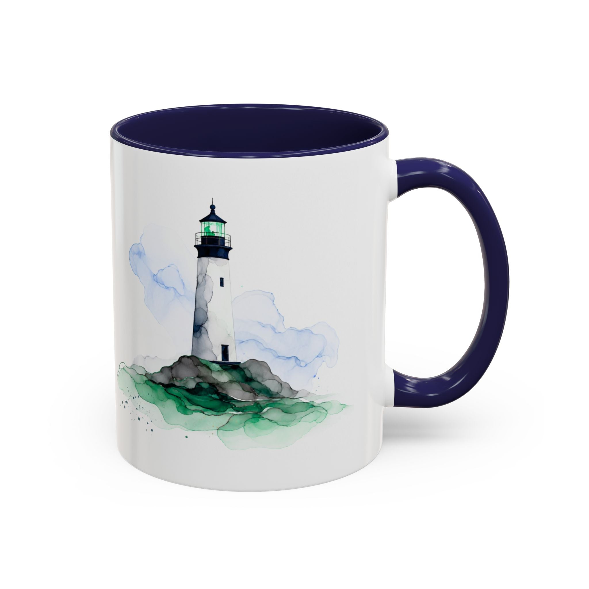 Lighthouse and Whale Tail Ceramic Mug