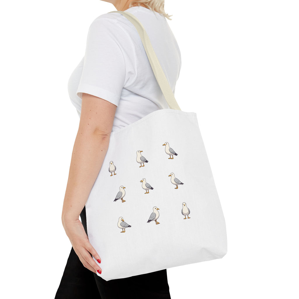 Seagull Pattern Tote Bag, Cute Coastal Beach Tote