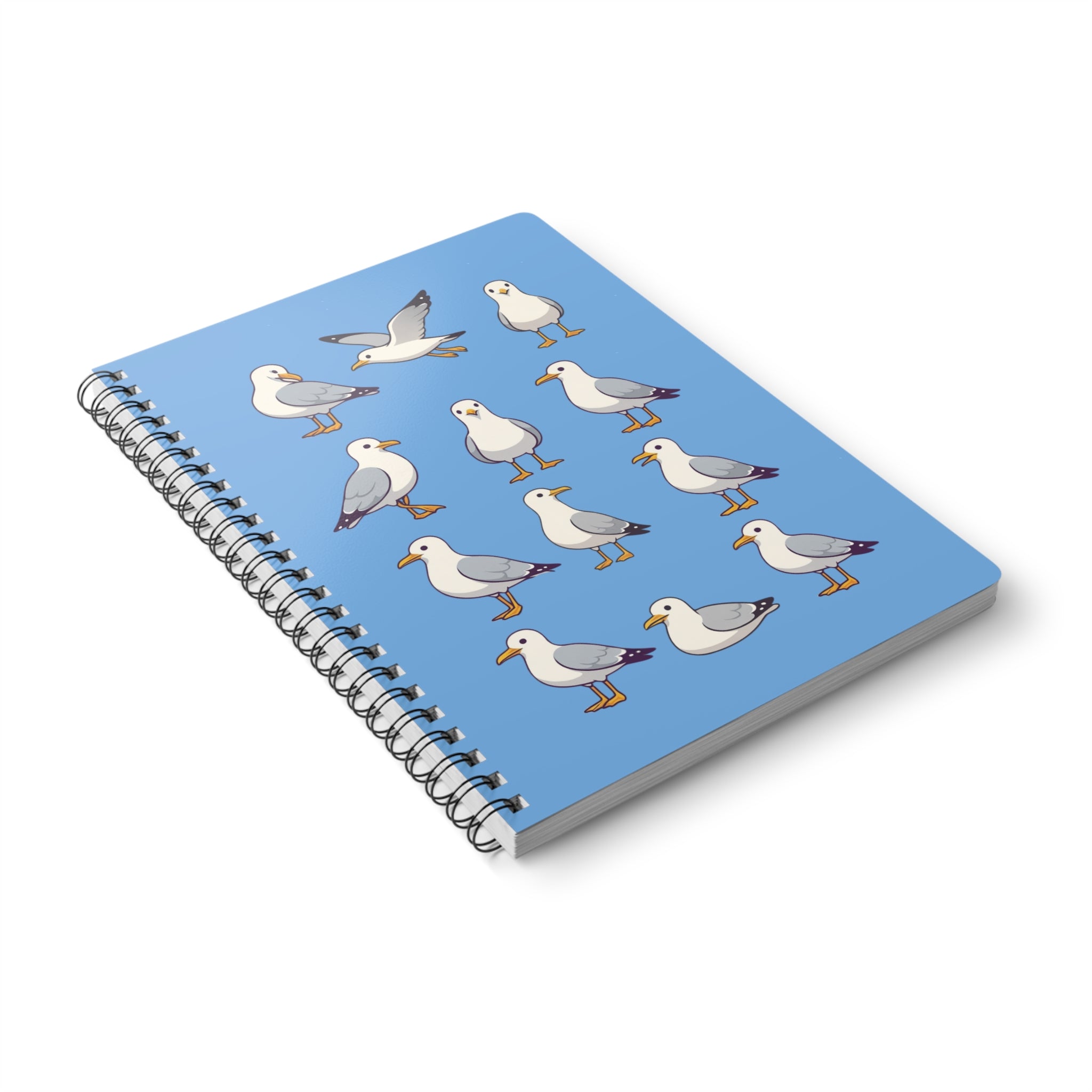 Seagull Pattern A5 Spiral Notebook -  Blue