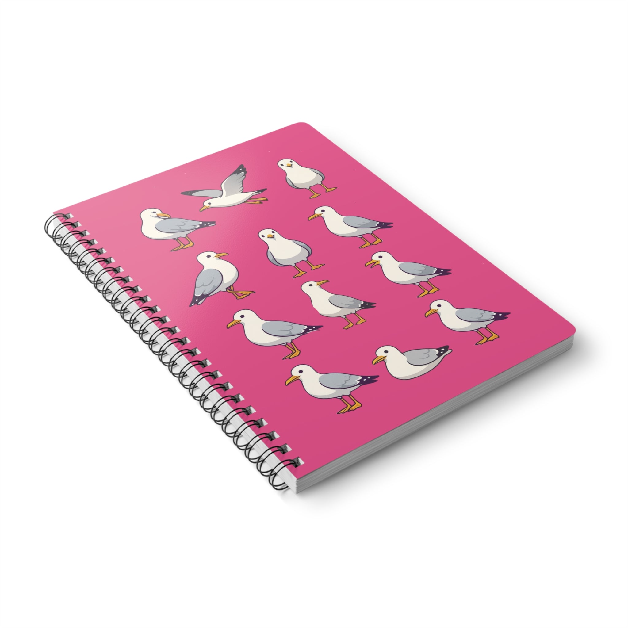 Seagull Pattern A5 Spiral Notebook — Pink