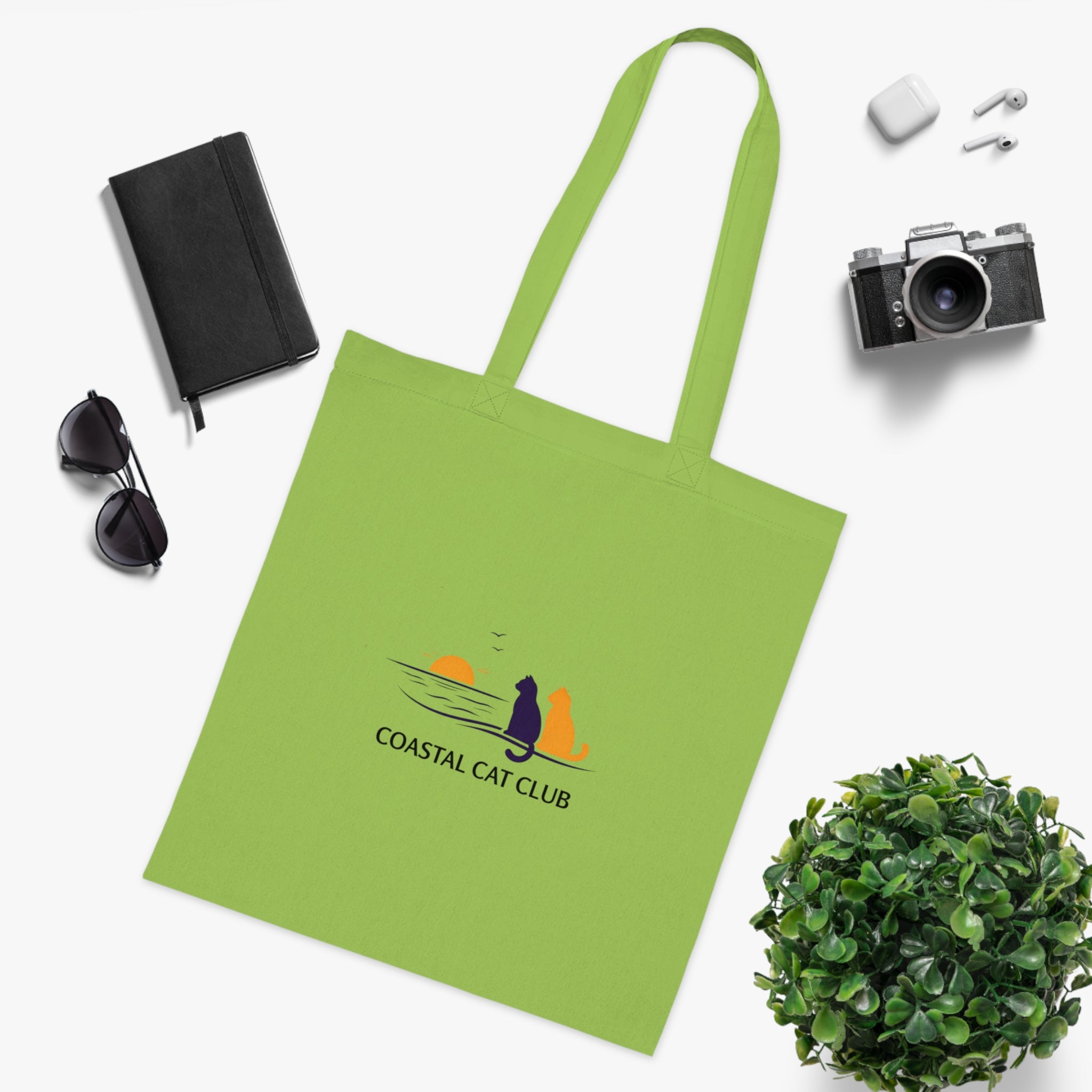 "Coastal Cat Club" Cotton Tote  Bag