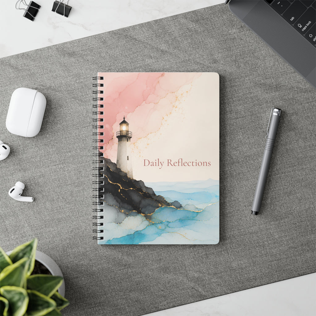 Daily Reflections A5 Notebook - Lighthouse Alcohol Ink Art