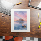 West Pier Sunset Alcohol Ink-Style Print with Passepartout