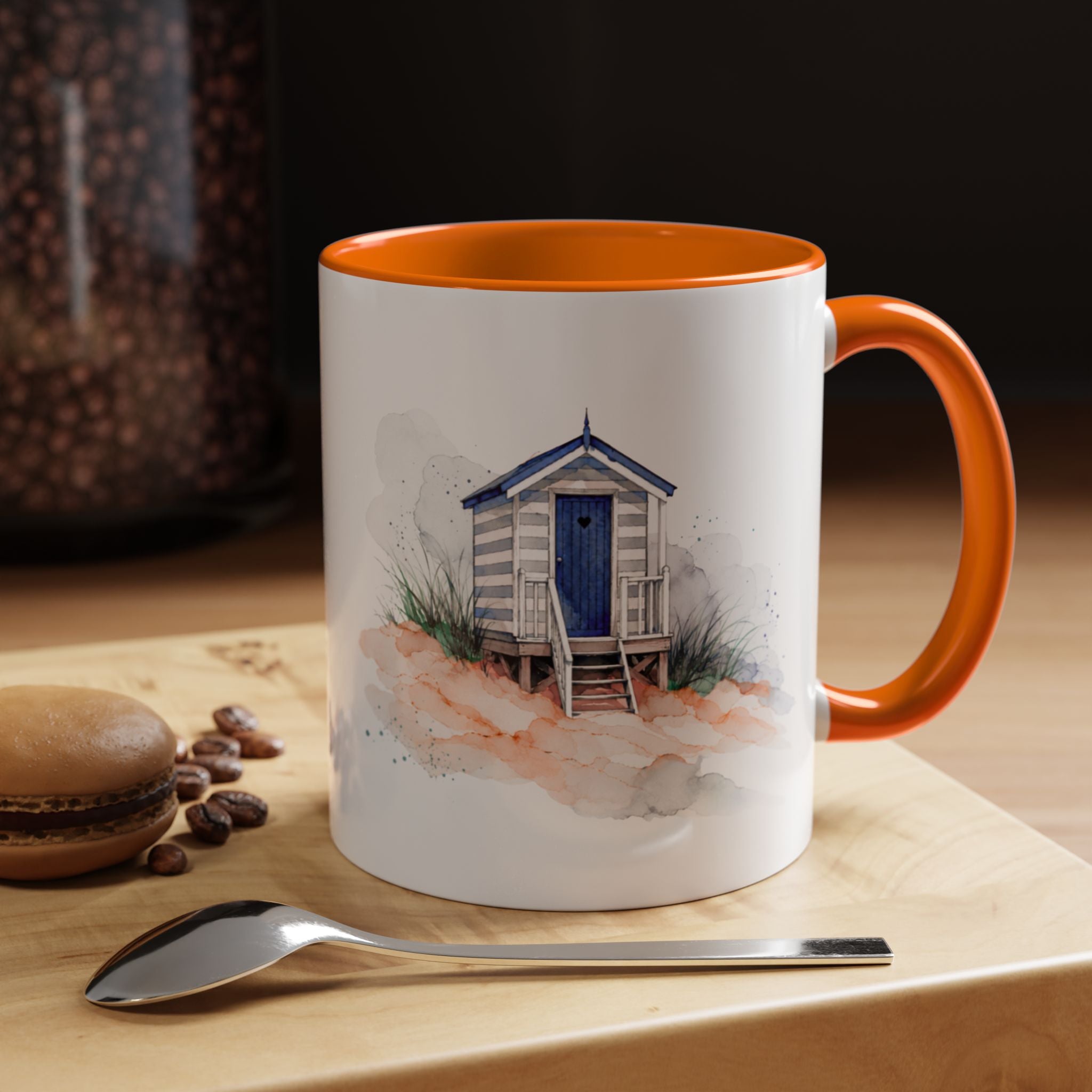 Beach Hut and Seagull Ceramic Mug