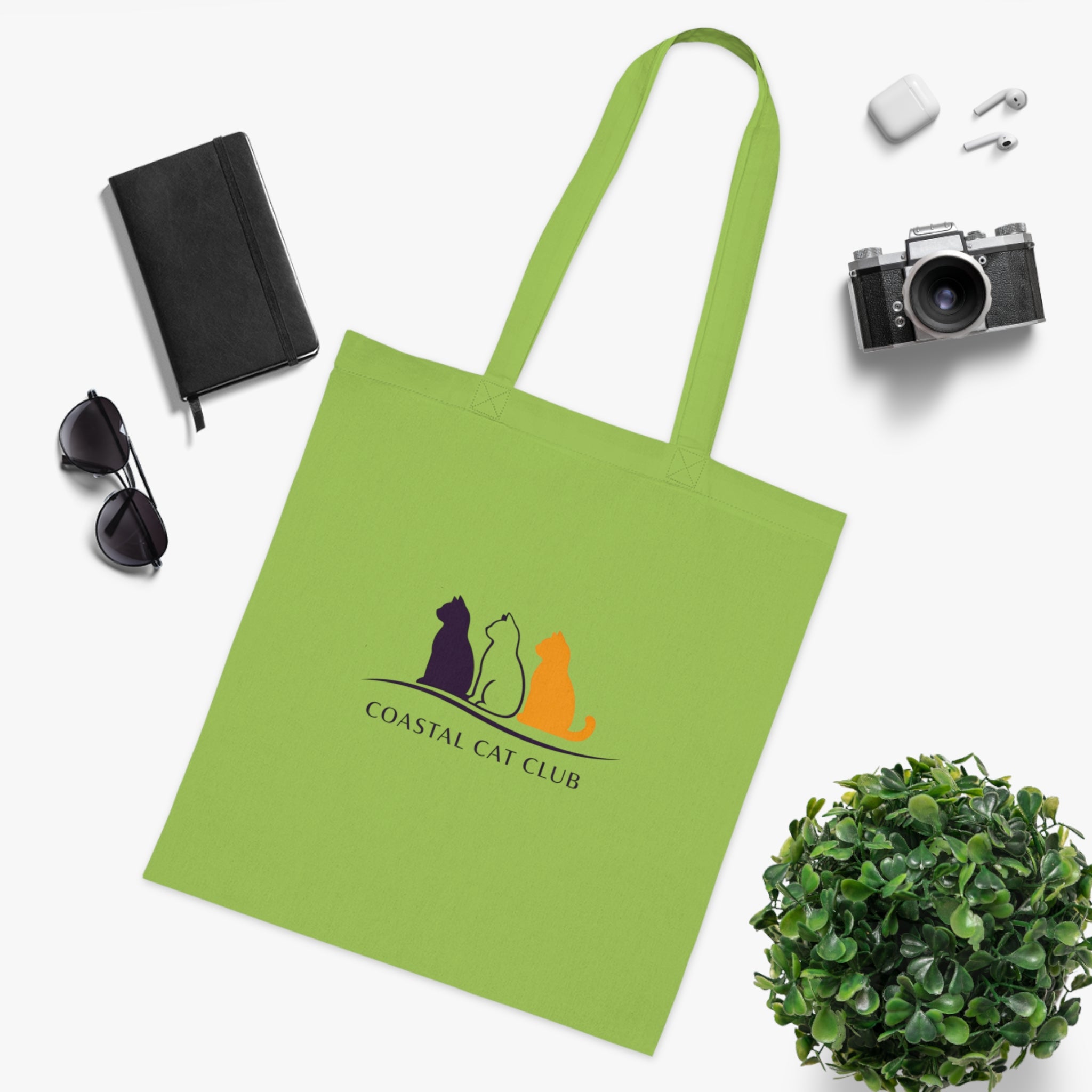 Cotton Tote Bag for Cat Lovers "Coastal Cat Club"
