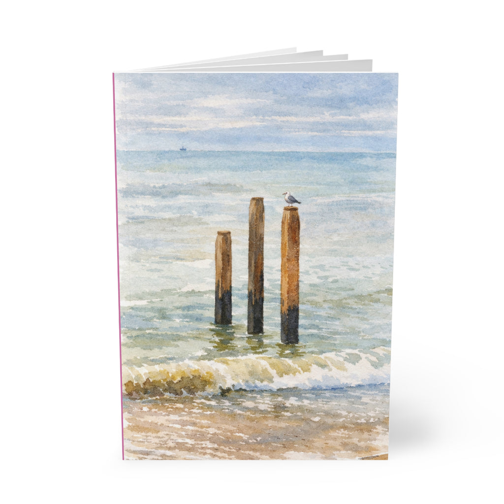Coastal Journal with Seagull Illustration - Pink