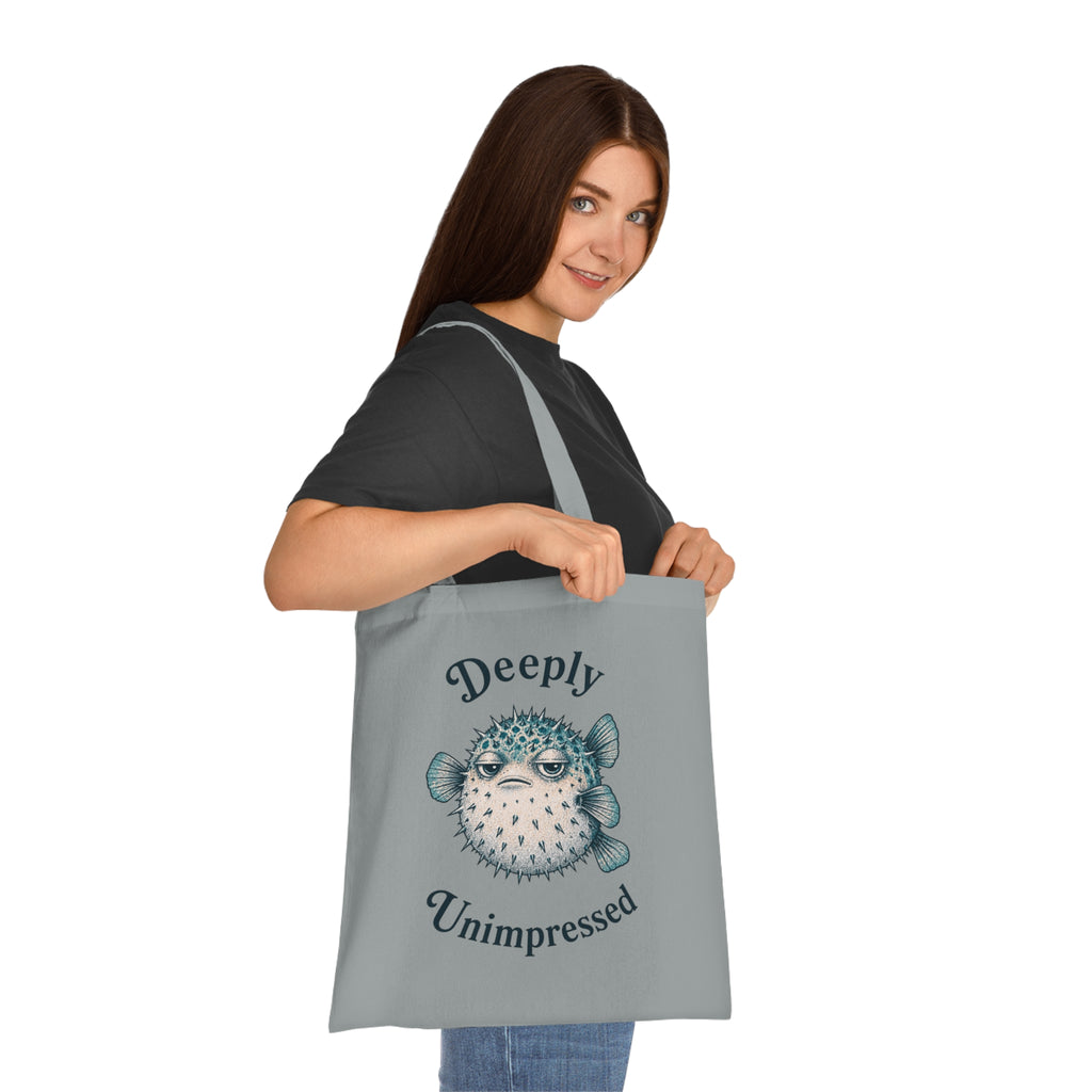 "Deeply Unimpressed" Pufferfish Cotton Tote Bag
