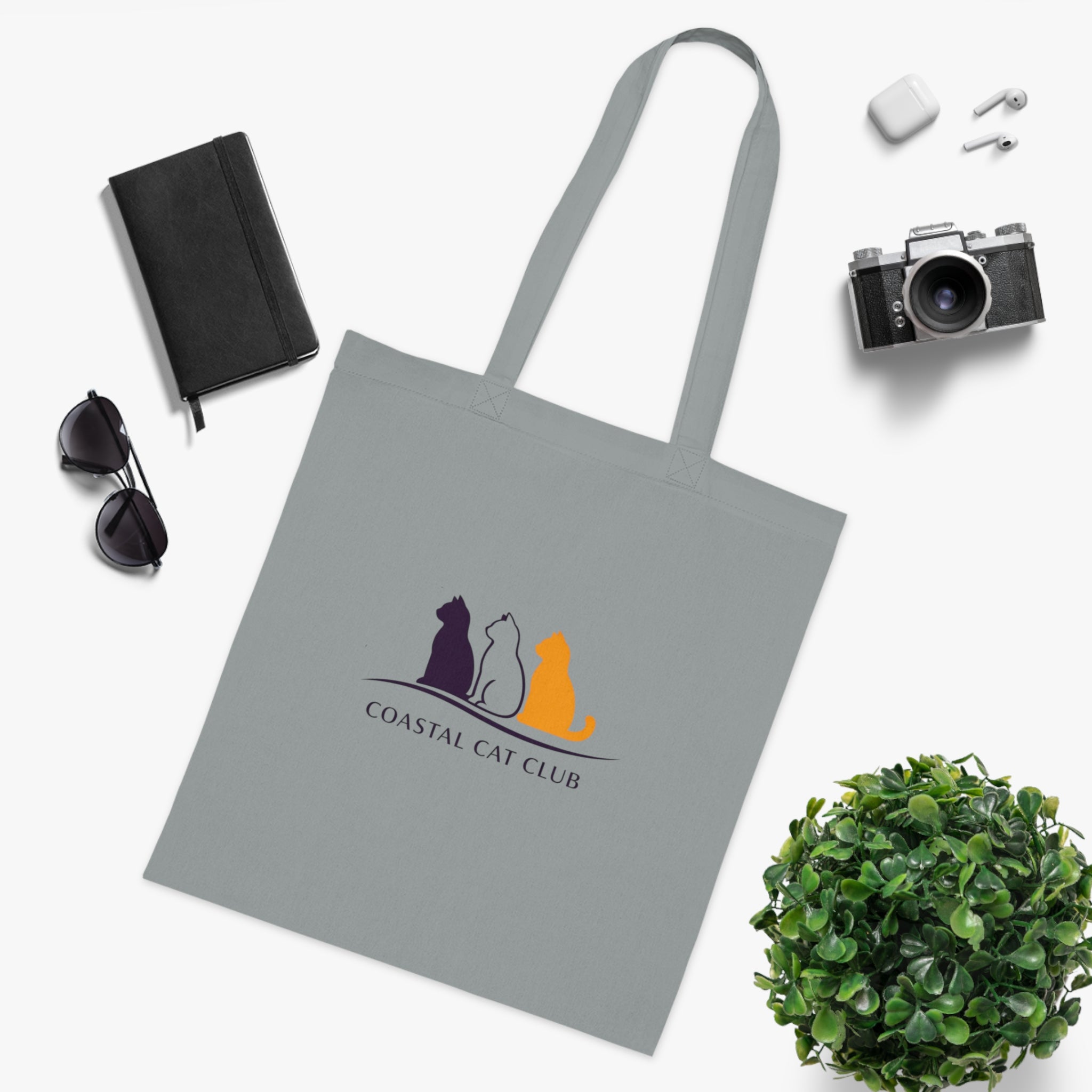 Cotton Tote Bag for Cat Lovers "Coastal Cat Club"