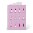 Lighthouse Pattern A5 Spiral Notebook — Pink