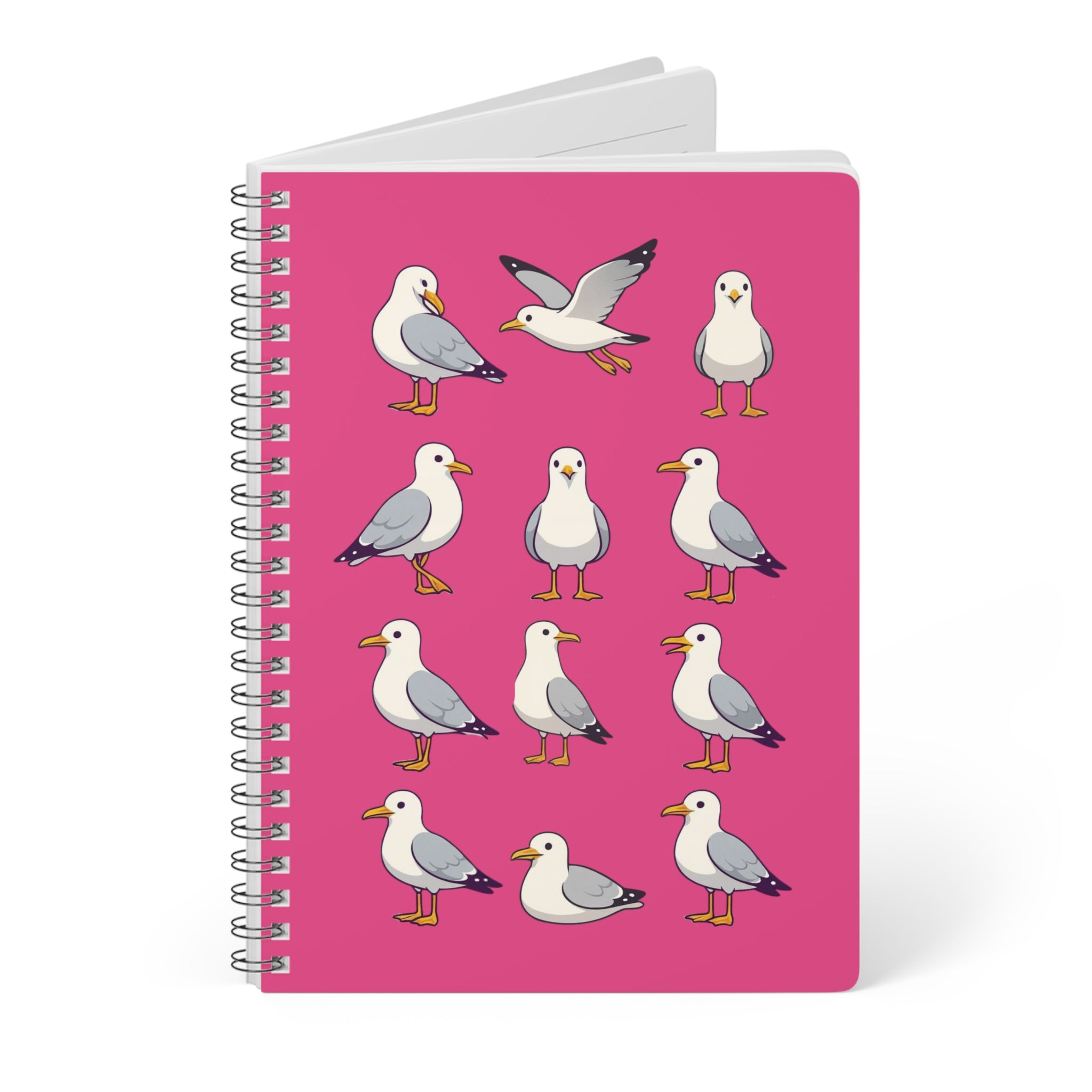 Seagull Pattern A5 Spiral Notebook — Pink