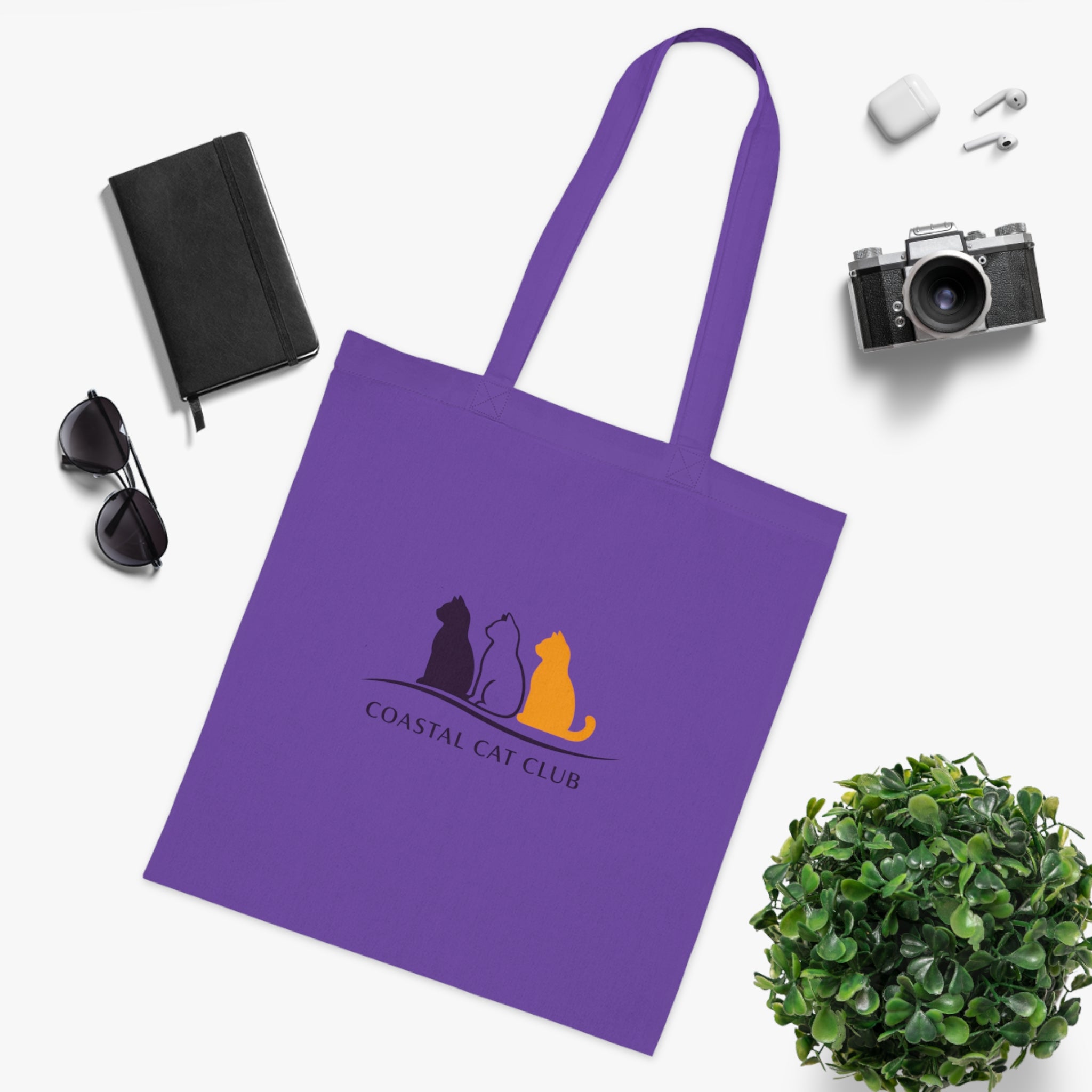Cotton Tote Bag for Cat Lovers "Coastal Cat Club"