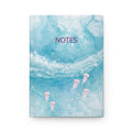 Ocean Wave Hardcover Journal — Blue Notebook with Pink Jellyfish