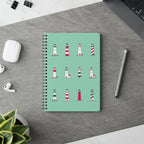 Lighthouse Pattern A5 Spiral Notebook - Green