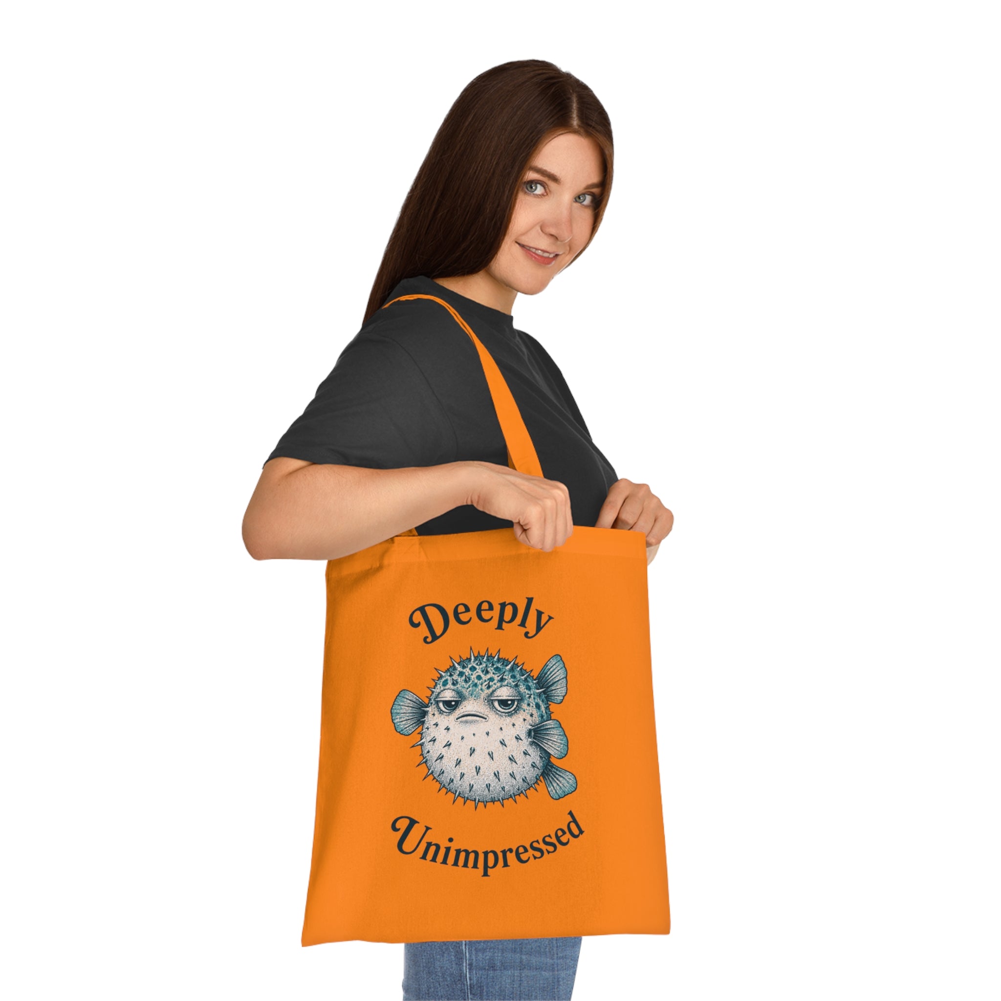 "Deeply Unimpressed" Pufferfish Cotton Tote Bag