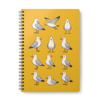 Seagull Pattern A5 Spiral Notebook —  Yellow