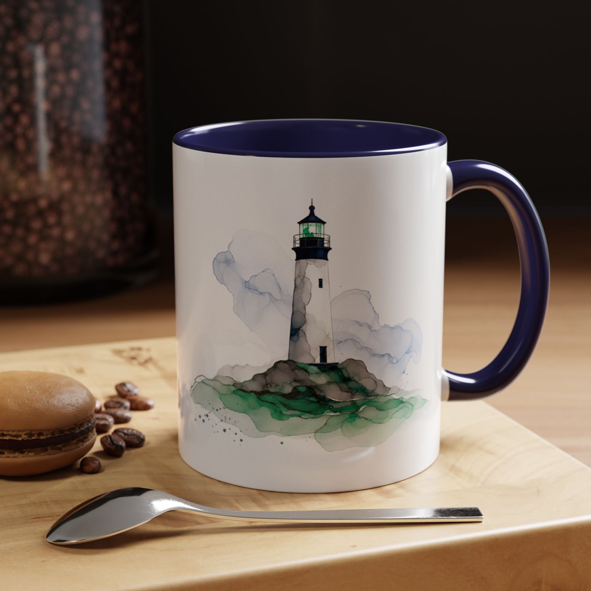 Lighthouse and Whale Tail Ceramic Mug