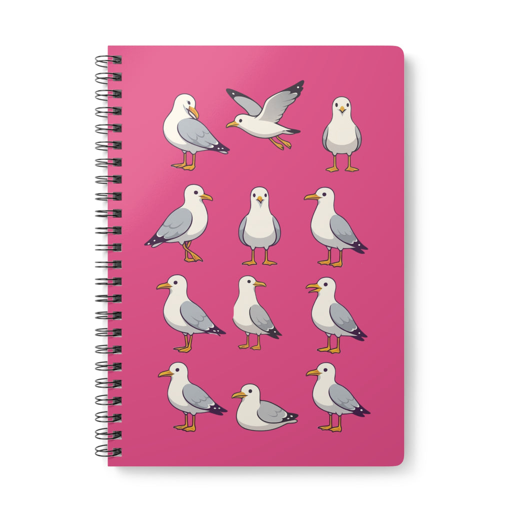 Seagull Pattern A5 Spiral Notebook — Pink