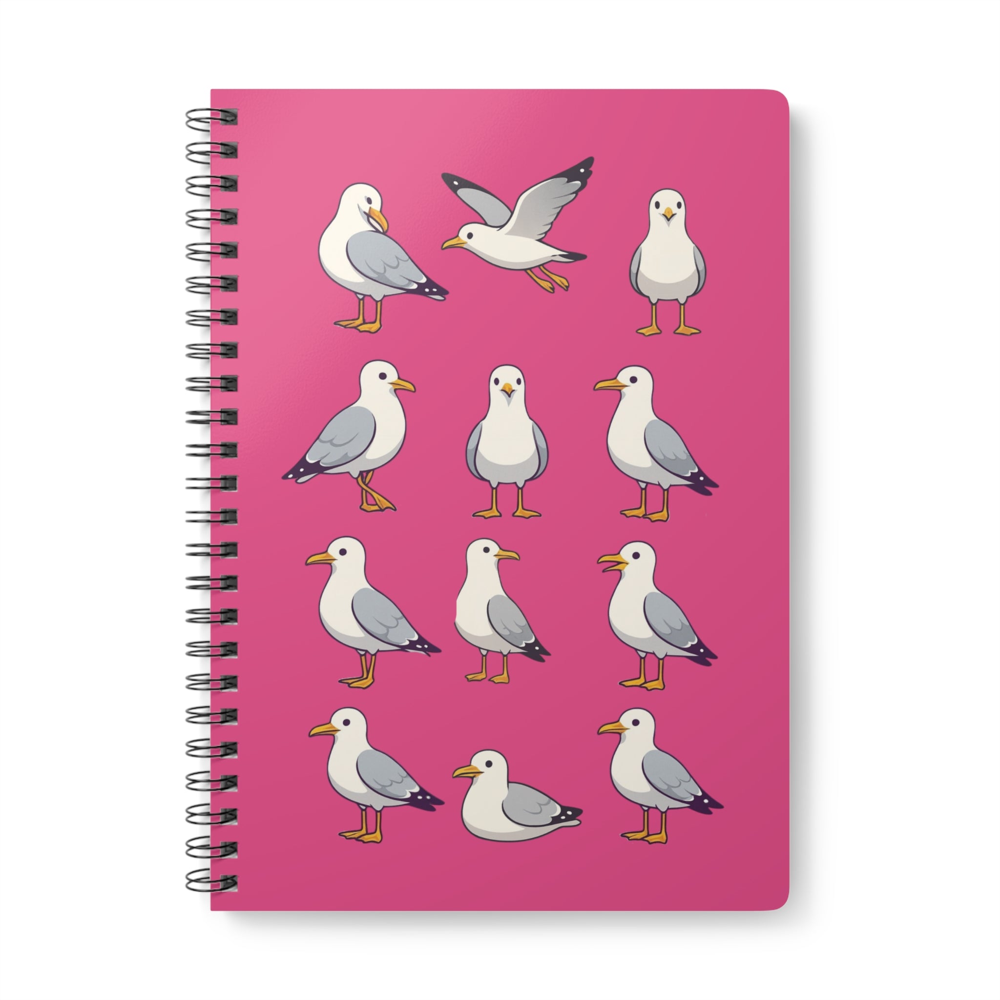 Seagull Pattern A5 Spiral Notebook — Pink