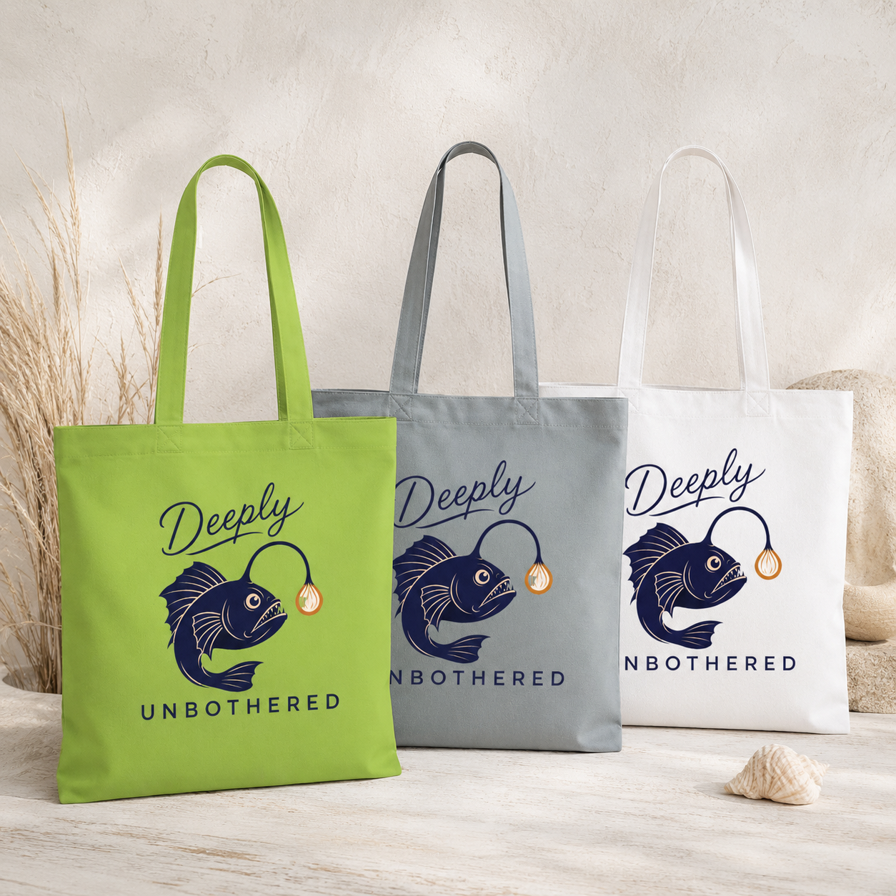 "Deeply Unbothered" Angler Fish Cotton Tote Bag